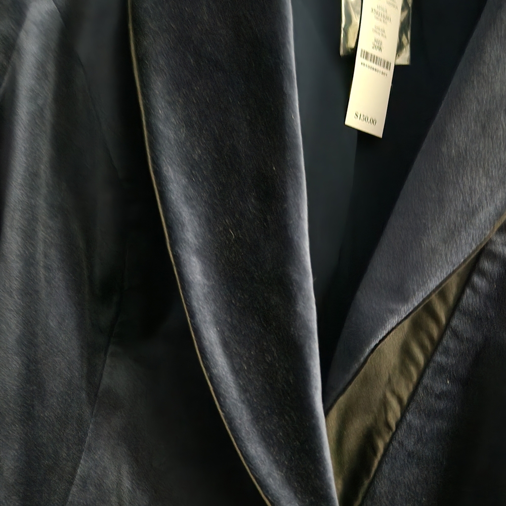 Talbots Officer Blue Velvet Blazer with satin accents NWT - Picture 9 of 11